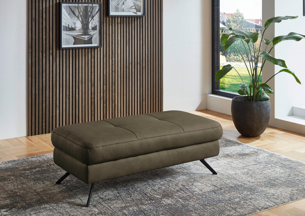 HOCKER in Textil Olivgrün  - Schwarz/Olivgrün, Design, Textil/Metall (130/47/65cm) - Beldomo System