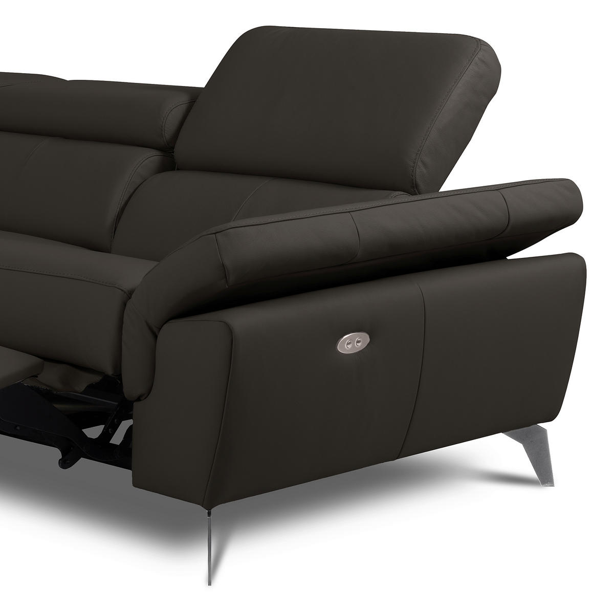 ECKSOFA  in Lederlook Echtleder Dunkelbraun  179/252 cm  - Chromfarben/Dunkelbraun, Design, Leder/Textil (179/252cm) - Livetastic
