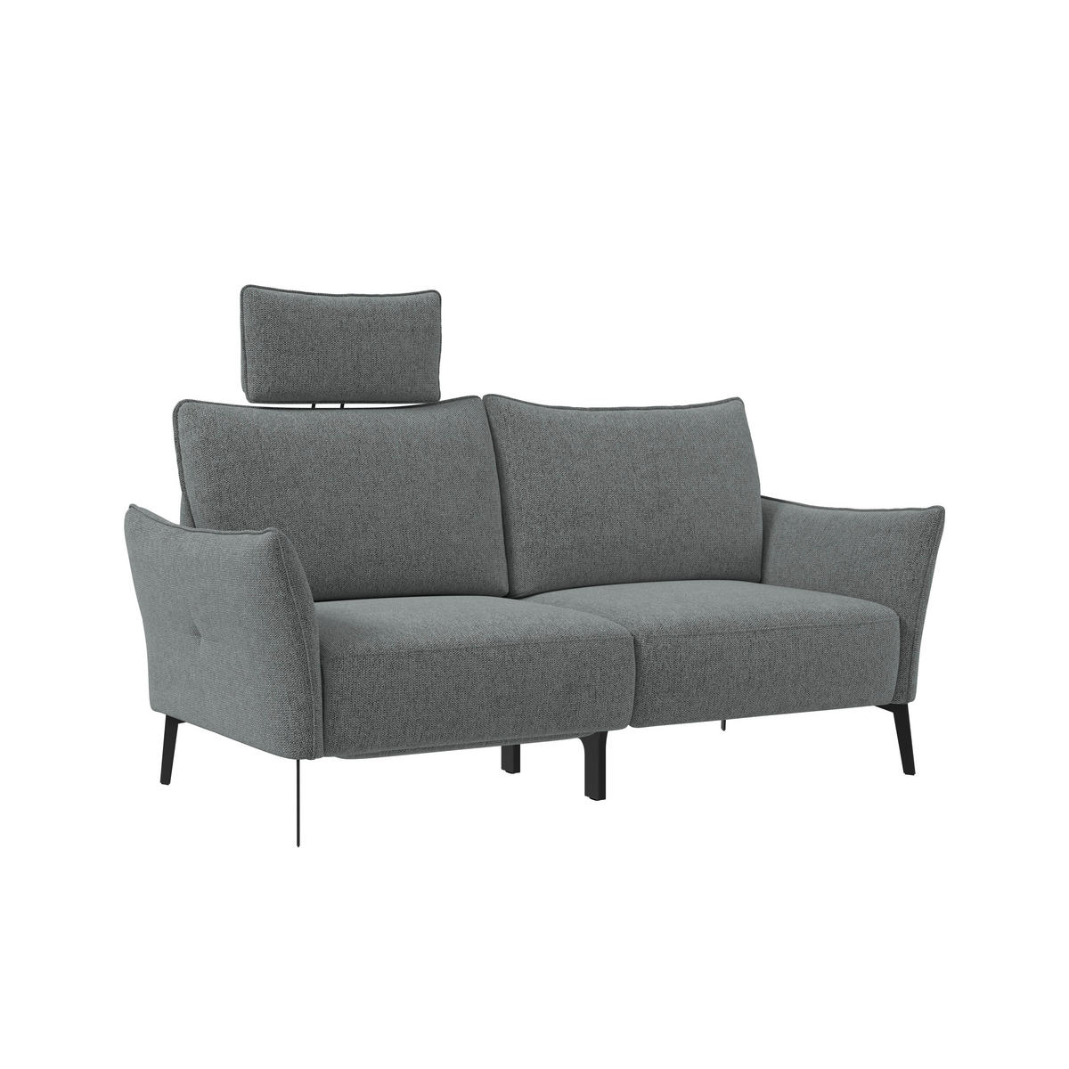 3-SITZER-SOFA Chenille Dunkelgrau  - Dunkelgrau/Schwarz, Konventionell, Textil/Metall (184/90/92cm) - Elegando