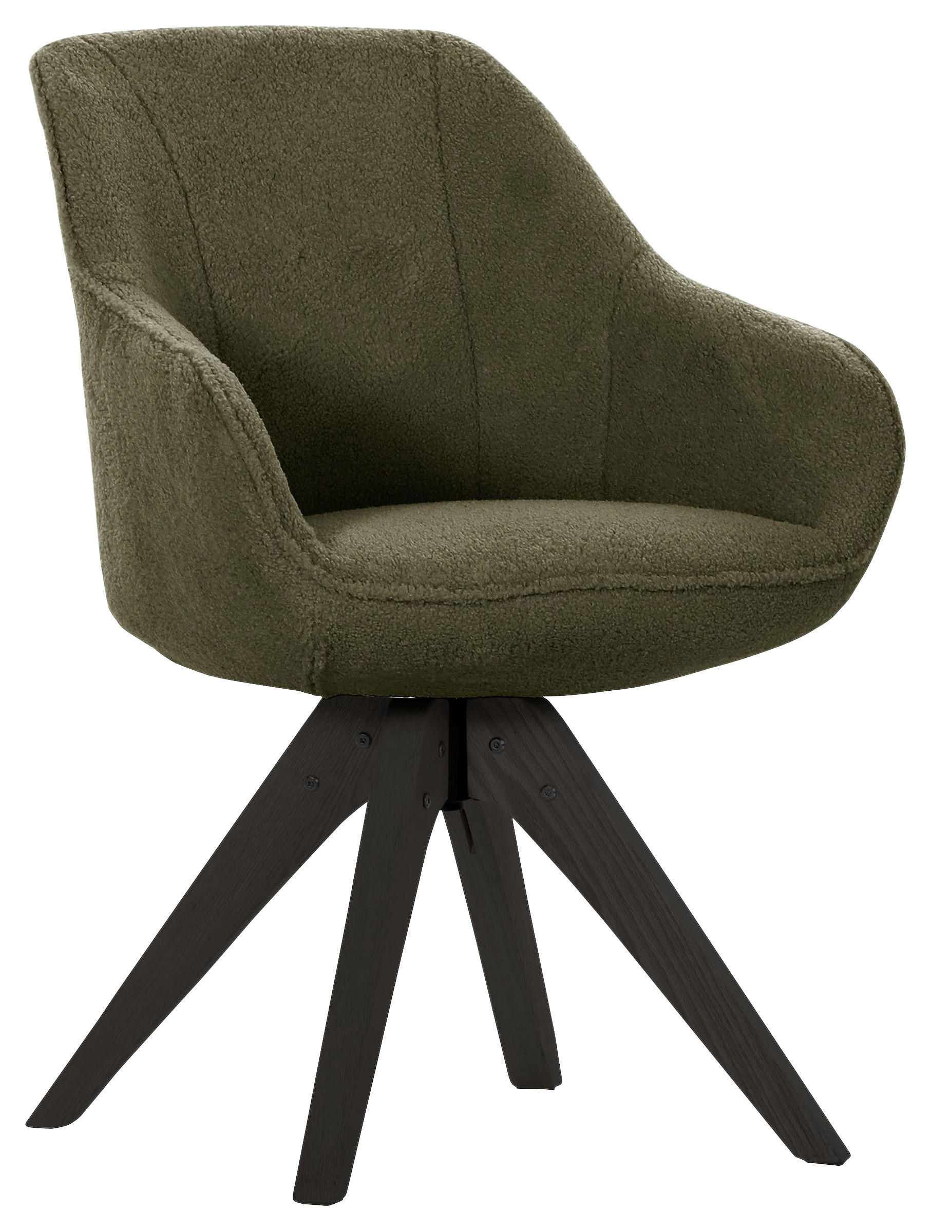 ARMLEHNSTUHL  Stoffauswahl, Typenauswahl, Sitzfläche 360° drehbar Teddystoff, Bouclé  Schwarz, Dunkelgrün  - Dunkelgrün/Schwarz, Design, Holz/Textil (60/83/65cm) - Landscape
