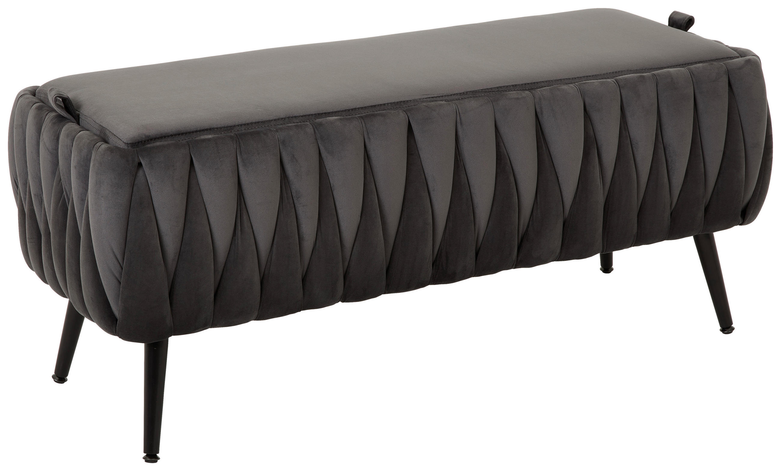 HOCKERBANK 110/46/45 cm Samt Schwarz, Dunkelgrau  - Dunkelgrau/Schwarz, Trend, Textil/Metall (110/46/45cm) - Xora
