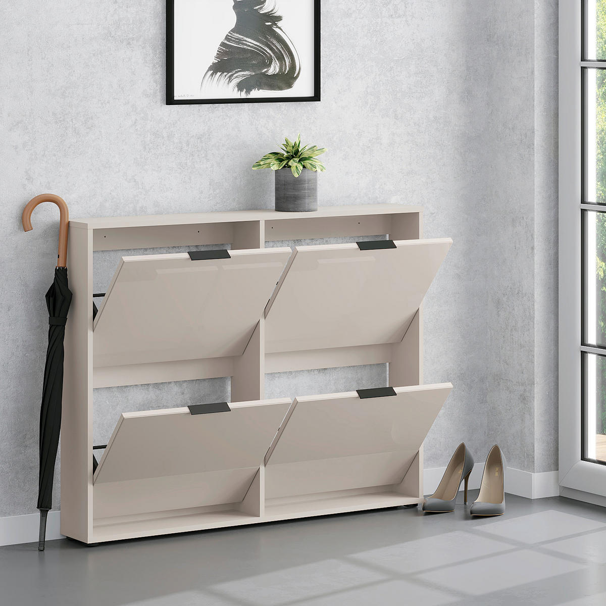 SCHUHKIPPER - Kaschmir/Schwarz, MODERN, Glas/Holzwerkstoff (118/93/17cm) - Boxxx