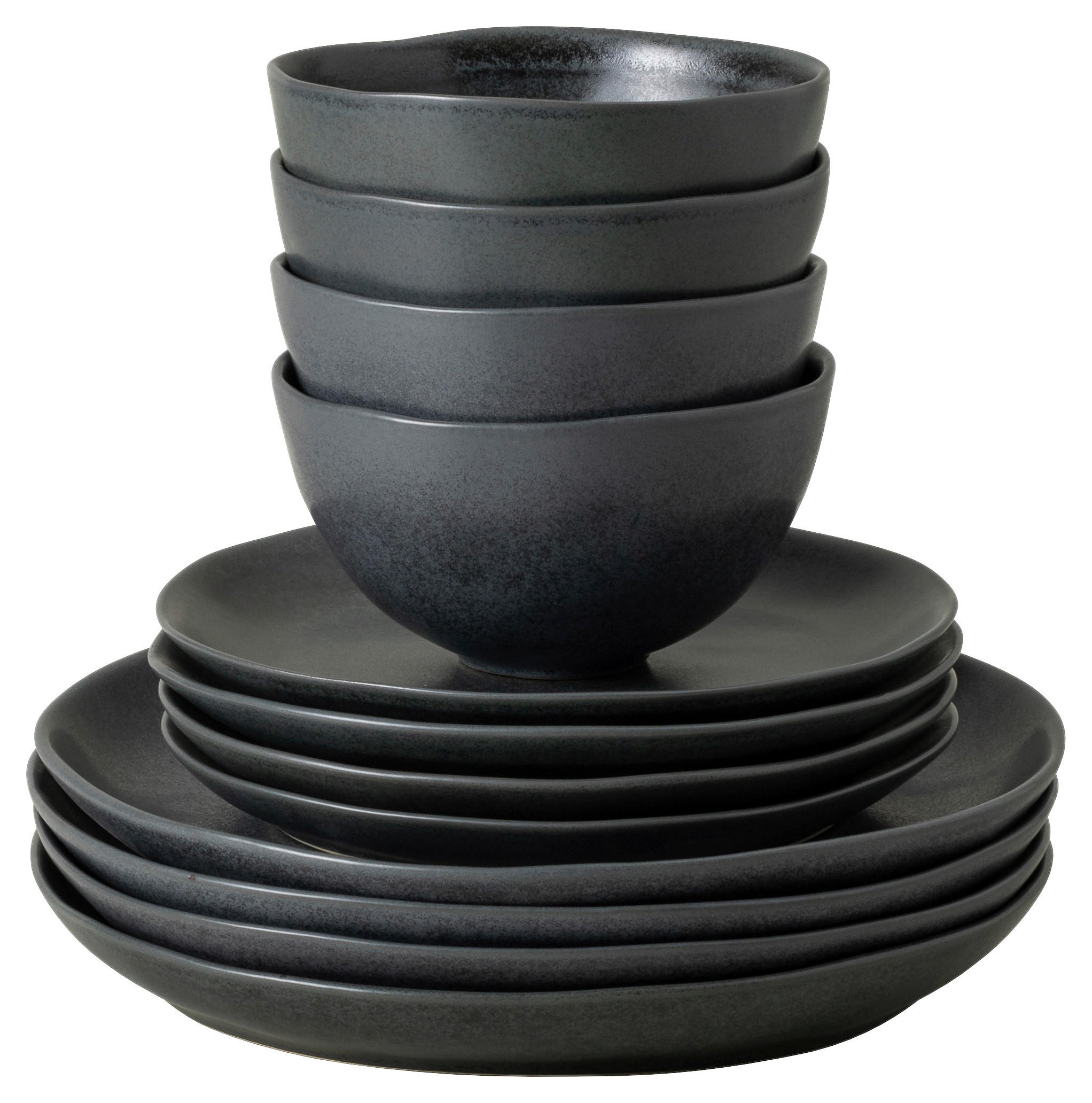 KOMBISERVICE Schwarz LIVIA 12-teilig 4 Personen  - Schwarz, Basics, Keramik - Costa Nova