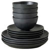 KOMBISERVICE Schwarz LIVIA 12-teilig 4 Personen  - Schwarz, Basics, Keramik - Costa Nova