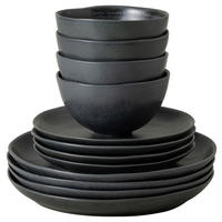 KOMBISERVICE Schwarz LIVIA 12-teilig 4 Personen  - Schwarz, Basics, Keramik - Costa Nova