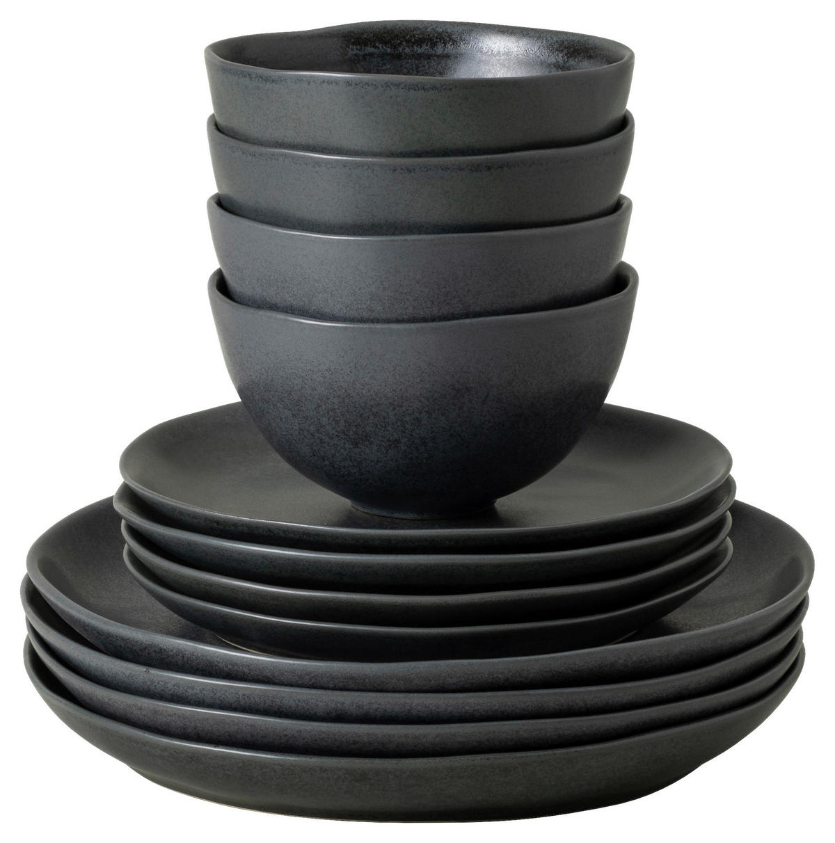 KOMBISERVICE Schwarz LIVIA 12-teilig 4 Personen  - Schwarz, Basics, Keramik - Costa Nova