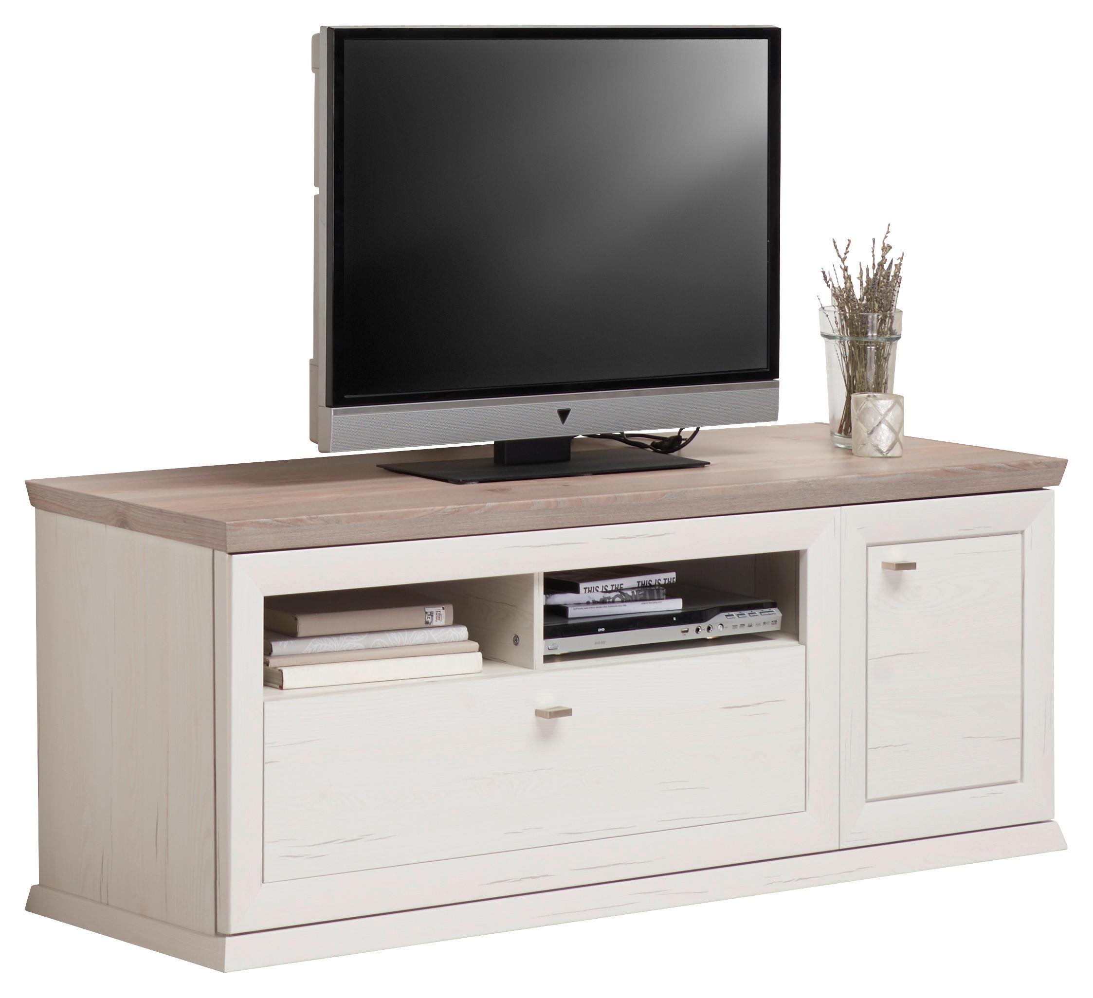 Hom`in KOMODA POD TELEVIZI, šedá, bílá, 150,2/53,9/50 cm