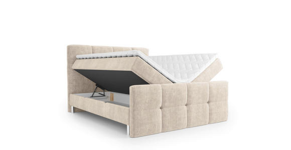 BOXBETT 180/200 cm in Beige - Chromfarben/Beige, Design, Holz/Holzwerkstoff (180/200cm) - Esposa