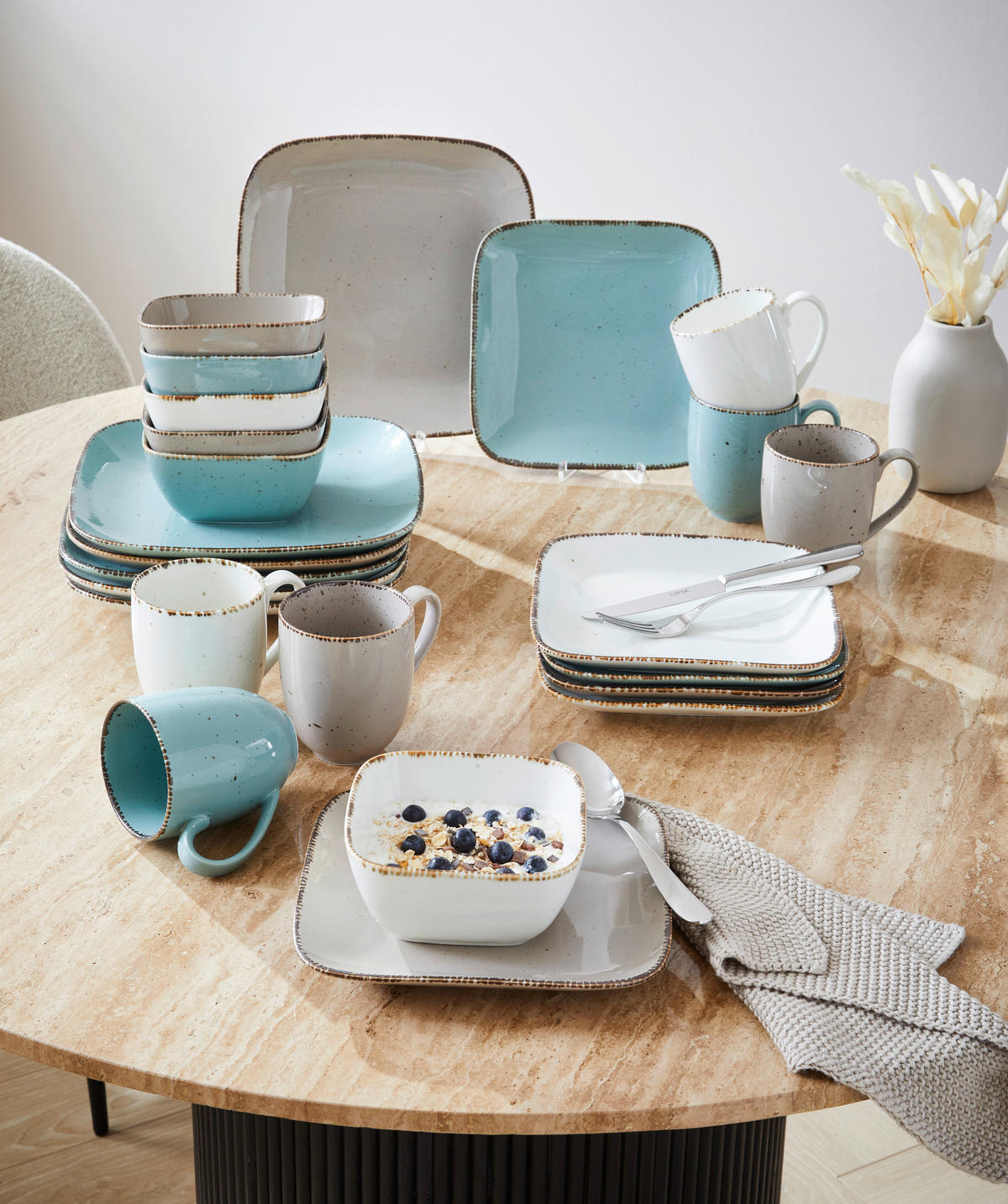 KOMBINOVANÝ SERVIS 24-dielne, porcelán keramika  - biela/taupe, Lifestyle, keramika - Landscape