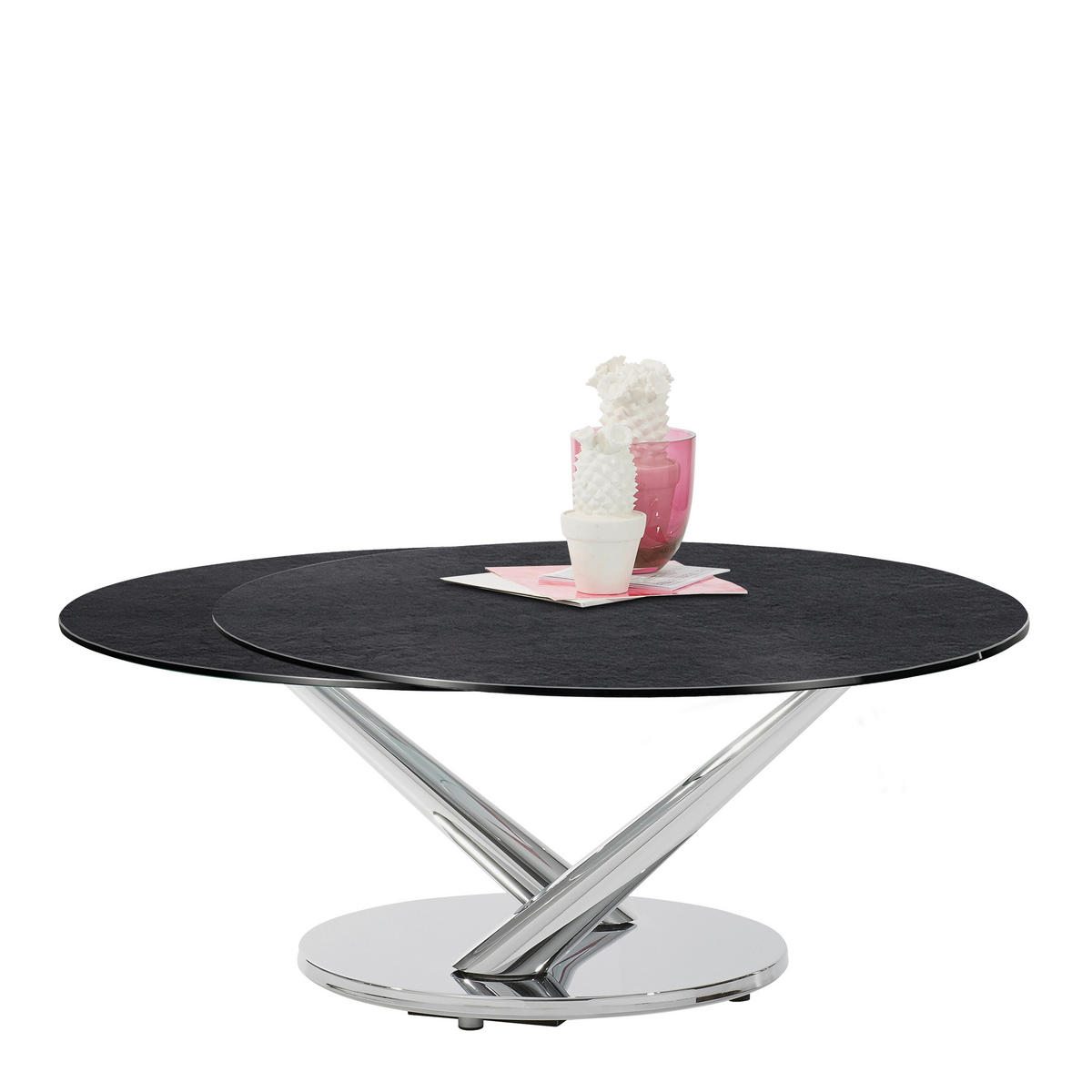 COUCHTISCH in Metall, Keramik 80-28/40/80 cm  - Chromfarben/Anthrazit, Basics, Keramik/Metall (80-28/40/80cm) - Naos