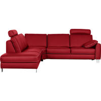 ECKSOFA Echtleder Rot  - Chromfarben/Beige, Konventionell, Leder/Metall (245/272cm) - Valdera