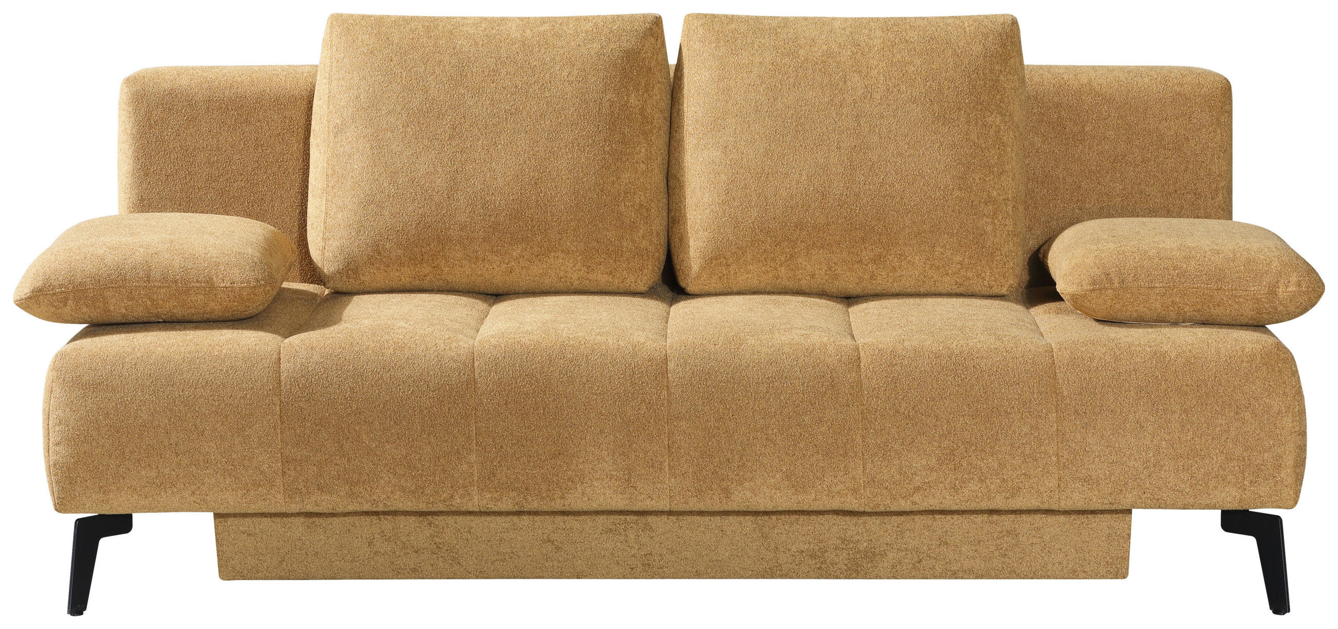 SCHLAFSOFA Flachgewebe Honig  inkl. Bettkasten, Schlaffunktion, Armteilverstellung  - Schwarz/Honig, Design, Textil/Metall (235/90/100cm) - Novel