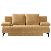 SCHLAFSOFA Flachgewebe Honig  inkl. Bettkasten, Schlaffunktion, Armteilverstellung  - Schwarz/Honig, Design, Textil/Metall (235/90/100cm) - Novel