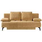SCHLAFSOFA Flachgewebe Honig  inkl. Bettkasten, Schlaffunktion, Armteilverstellung  - Schwarz/Honig, Design, Textil/Metall (235/90/100cm) - Novel
