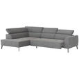 ECKSOFA Grau Feincord  - Schwarz/Grau, Design, Textil/Metall (205/280cm) - Xora