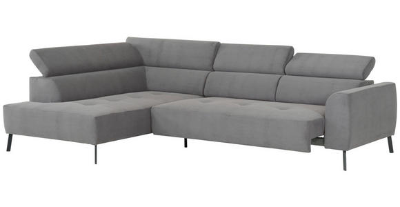 ECKSOFA Grau Feincord - Schwarz/Grau, Design, Textil/Metall (205/280cm) - Xora