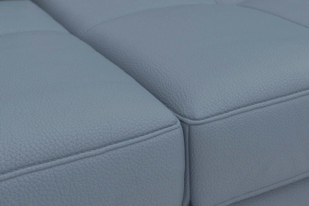 ECKSOFA COSTELLO E Graublau Echtleder Nierenkissen, Armteilverstellung, Sitztiefenverstellung  - Graublau/Schwarz, Basics, Leder/Textil (176/301cm) - Sit & More
