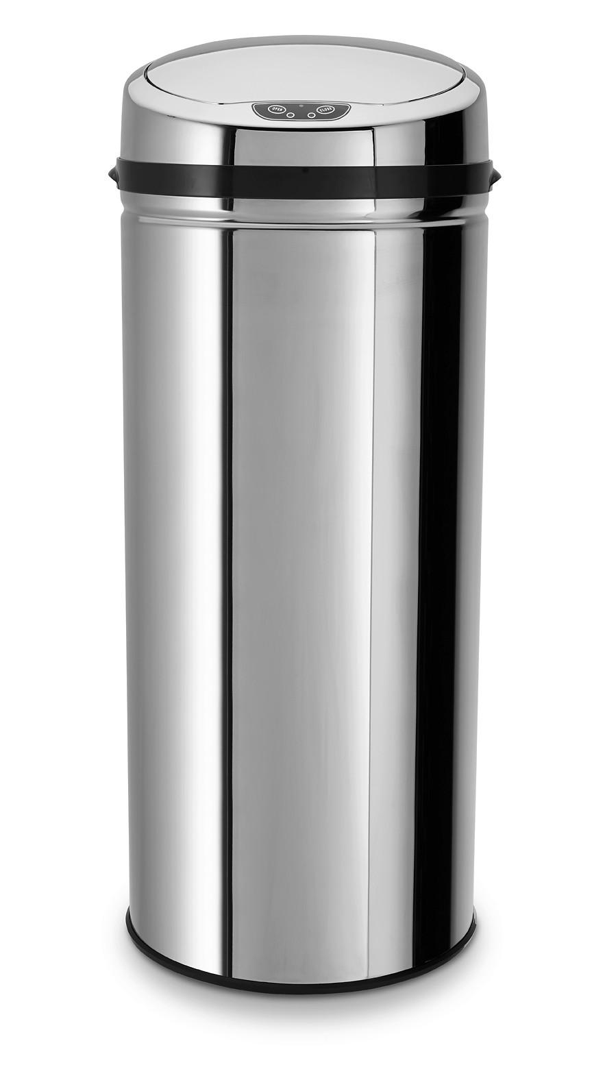 Mülleimer Inox mit Deckel 42l Edelstahl Silber