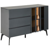 KOMMODE  in 110/76,3/41,5 cm  - Schwarz/Grau, Design, Glas/Holzwerkstoff (110/76,3/41,5cm) - Novel