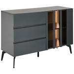 KOMMODE  in 110/76,3/41,5 cm  - Schwarz/Grau, Design, Glas/Holzwerkstoff (110/76,3/41,5cm) - Novel