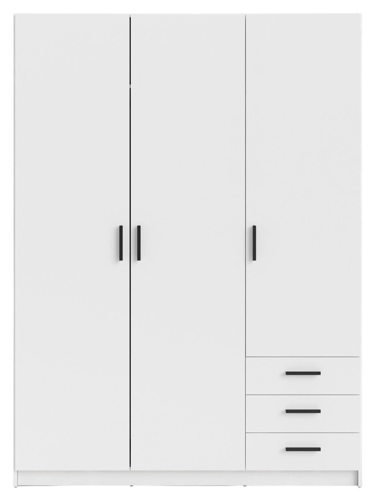 KLEIDERSCHRANK in Weiss  - Weiss/Schwarz, Basics, Holzwerkstoff/Metall (147/200,4/49,8cm) - MID.YOU
