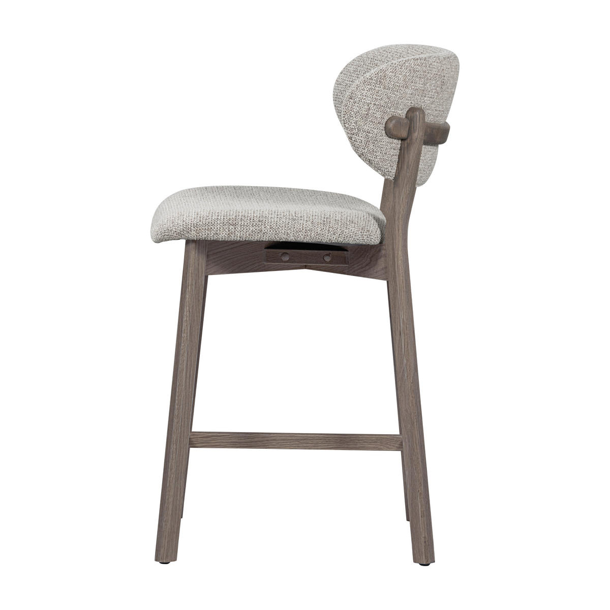 BARHOCKER Webstoff Naturfarben, Dunkelbraun Eiche massiv  - Dunkelbraun/Naturfarben, MODERN, Holz/Textil (51/94/58cm) - Livetastic