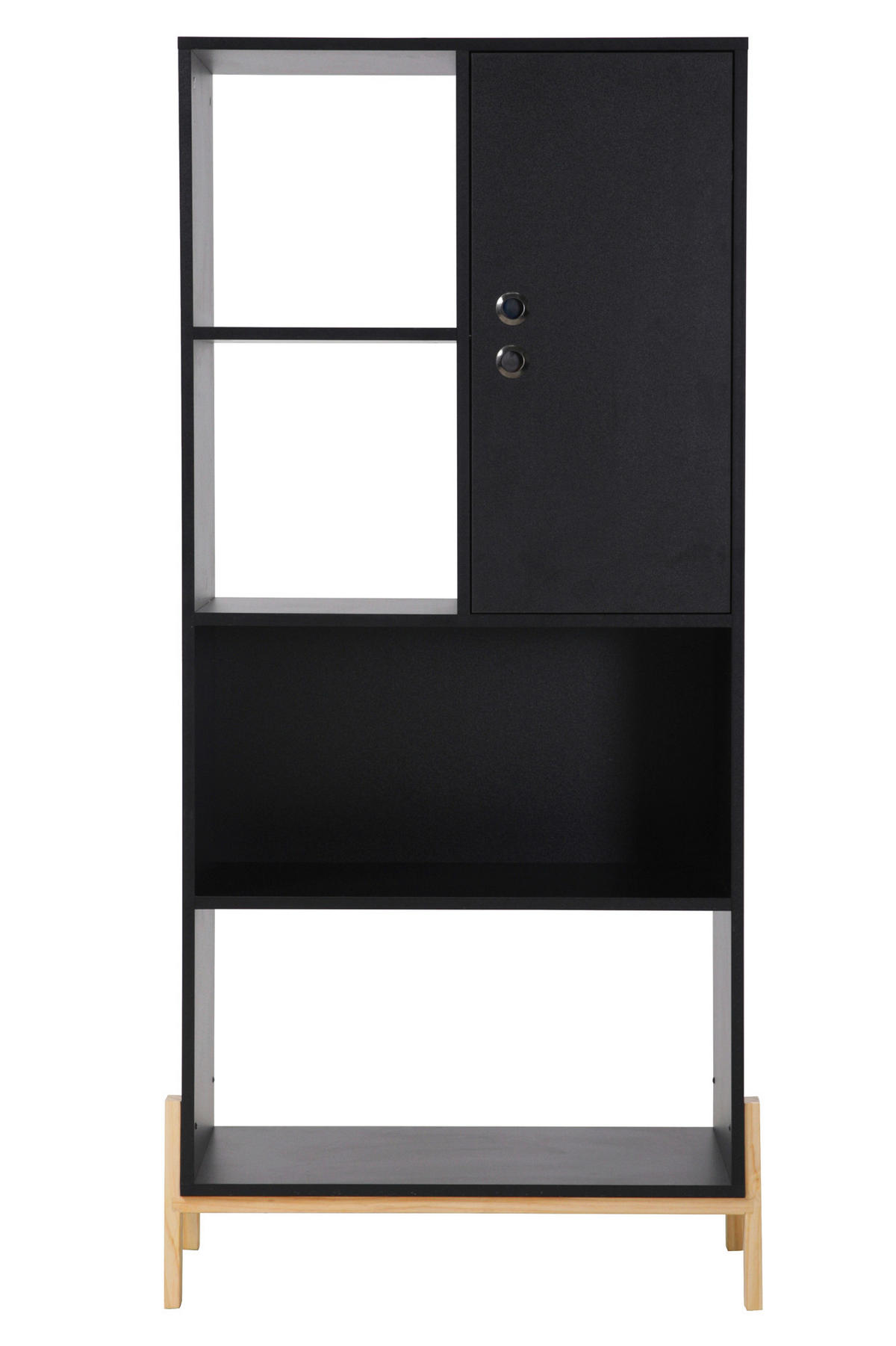 REGAL Schwarz  - Schwarz/Naturfarben, Design, Holz/Holzwerkstoff (72,5/154/35,5cm) - Livetastic