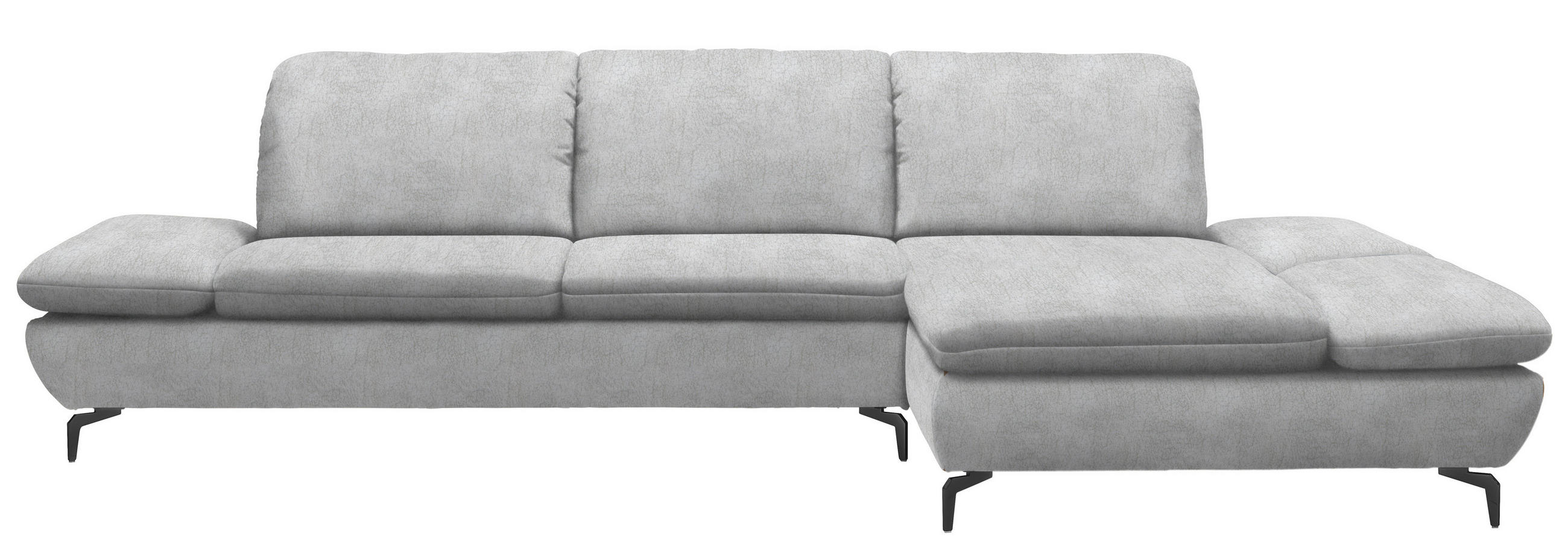 ECKSOFA Hellgrau Flachgewebe  - Hellgrau/Schwarz, Design, Textil/Metall (315/200cm) - Chilliano