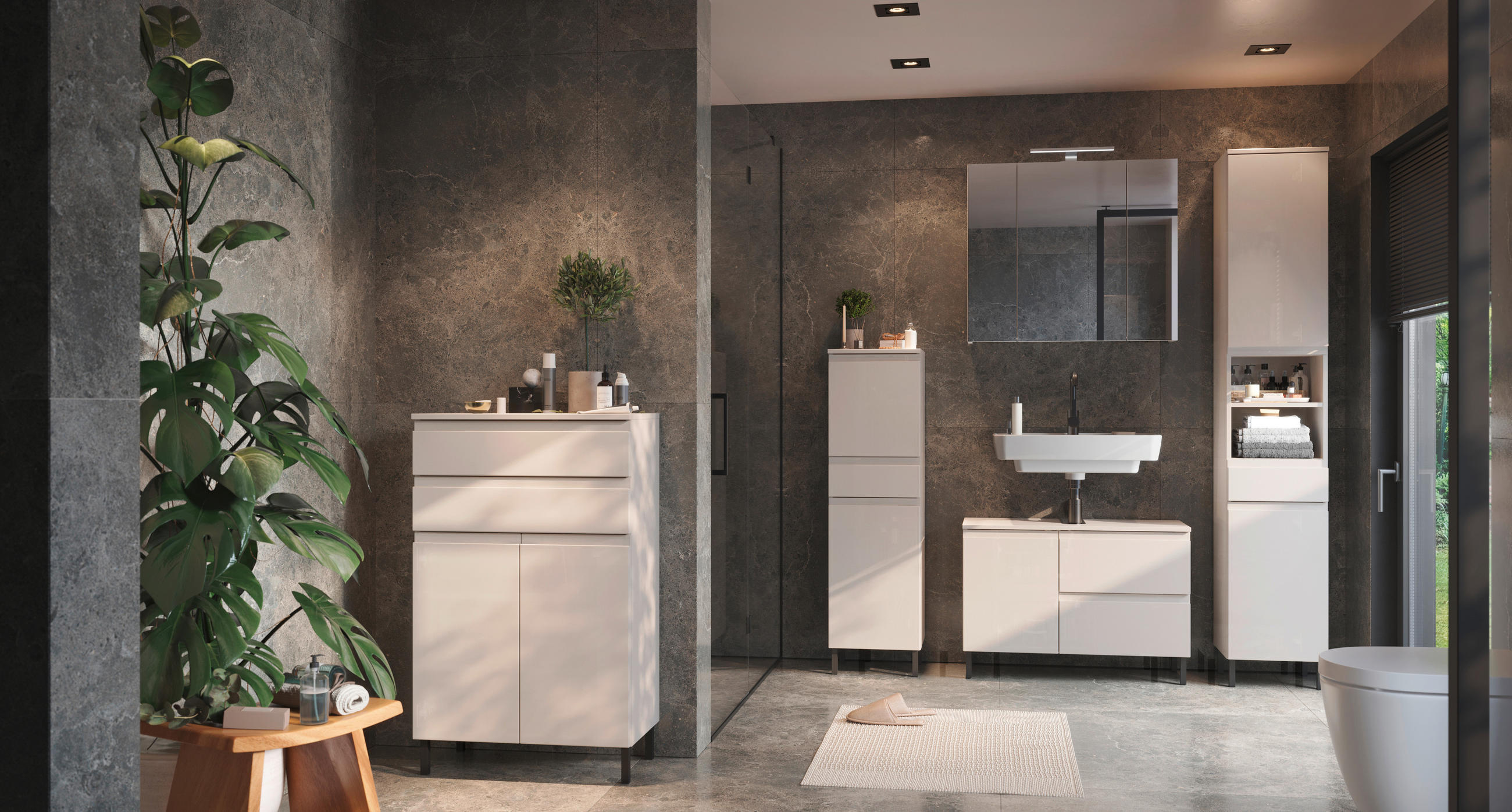 MIDISCHRANK 34/120/34 cm  - Kaschmir/Schwarz, MODERN, Holzwerkstoff/Metall (34/120/34cm) - Germania