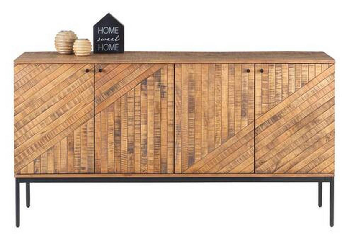 ŠIROKÁ KOMODA, staré dřevo, černá, světle hnědá, 150/78/40 cm - černá/světle hnědá, Lifestyle, kov/dřevo (150/78/40cm) - Ambia Home