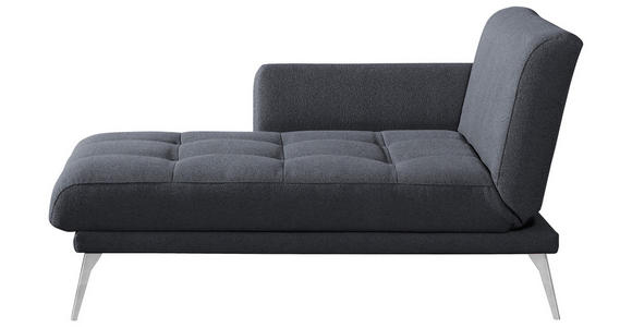 RÉCAMIERE Dunkelgrau - Chromfarben/Dunkelgrau, KONVENTIONELL, Textil/Metall (200/85/106cm) - Novel