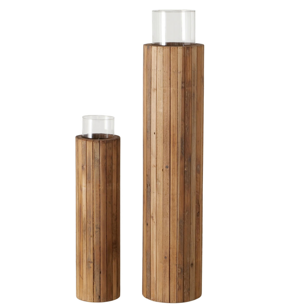 WINDLICHT - Braun, Basics, Glas/Holz (16/66cm) - Ambia Home