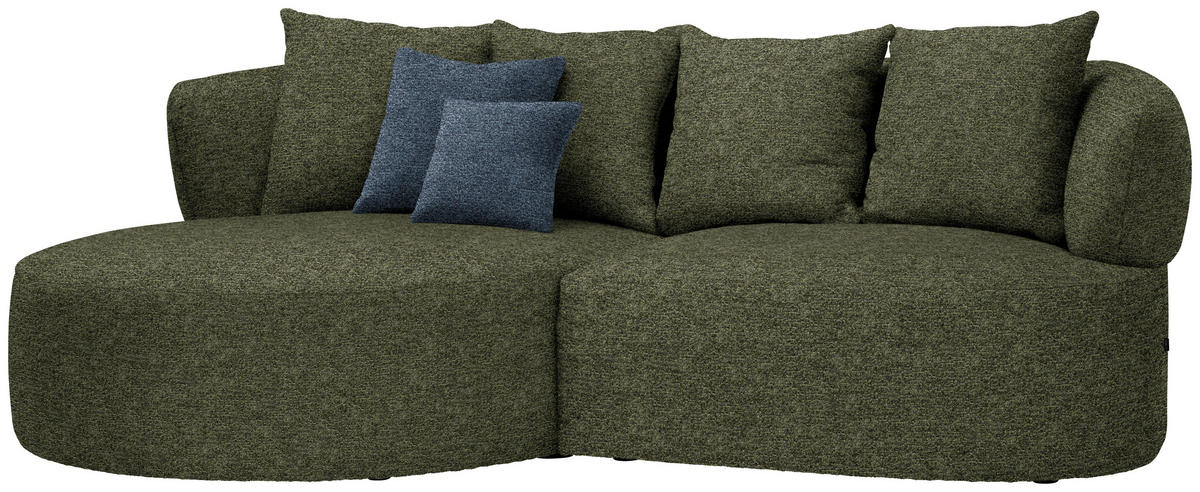 ECKSOFA  in Chenille Grün  166/235 cm  - Blau/Schwarz, MODERN, Kunststoff/Textil (166/235cm) - Hom`in