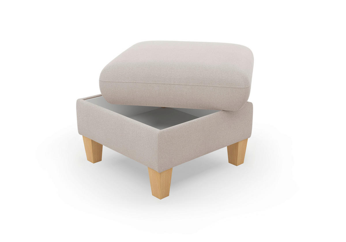 HOCKER Flachgewebe Greige  - Greige/Eichefarben, KONVENTIONELL, Holz/Textil (58/47/58cm) - Sit & More