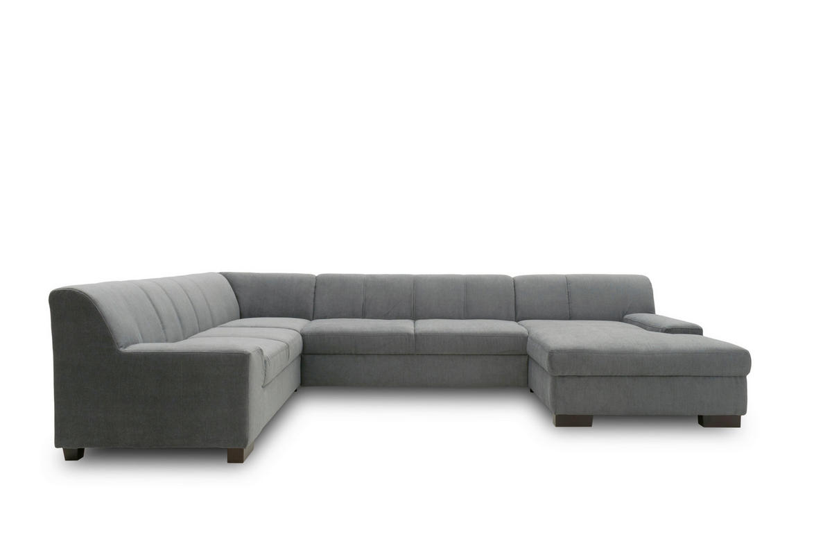 WOHNLANDSCHAFT  in Webstoff Dunkelgrau  - Wengefarben/Dunkelgrau, Design, Holz/Textil (212/328/153cm) - MID.YOU