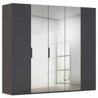 DREHTÜRENSCHRANK 251/223/61 cm,  in Graphitfarben, 5 Tür(en)  - Graphitfarben, Basics, Glas/Holzwerkstoff (251/223/61cm) - Novel