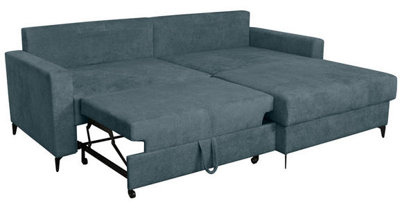 ECKSOFA Blau Struktur  - Blau/Schwarz, KONVENTIONELL, Textil/Metall (230/164cm) - Carryhome