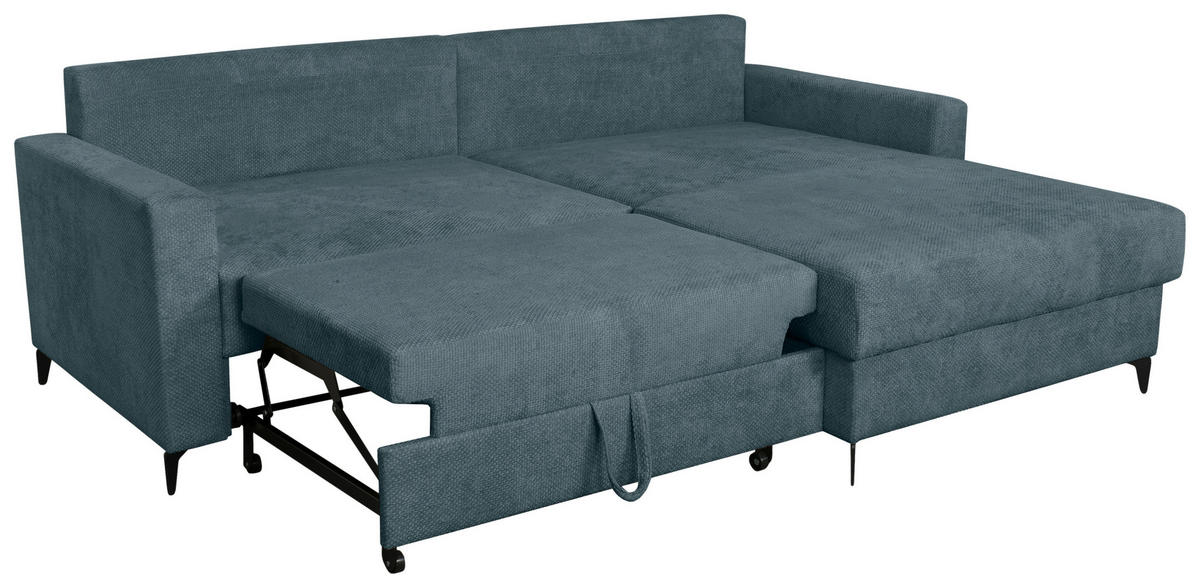 ECKSOFA Blau Struktur  - Blau/Schwarz, KONVENTIONELL, Textil/Metall (230/164cm) - Carryhome