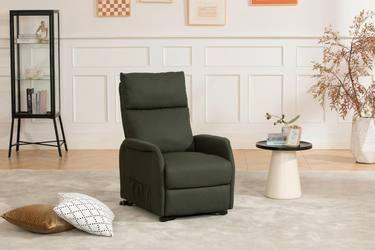 FERNSEHSESSEL Webstoff Grün  - Schwarz/Grün, KONVENTIONELL, Textil/Metall (68/103-80/93-158cm) - P & B