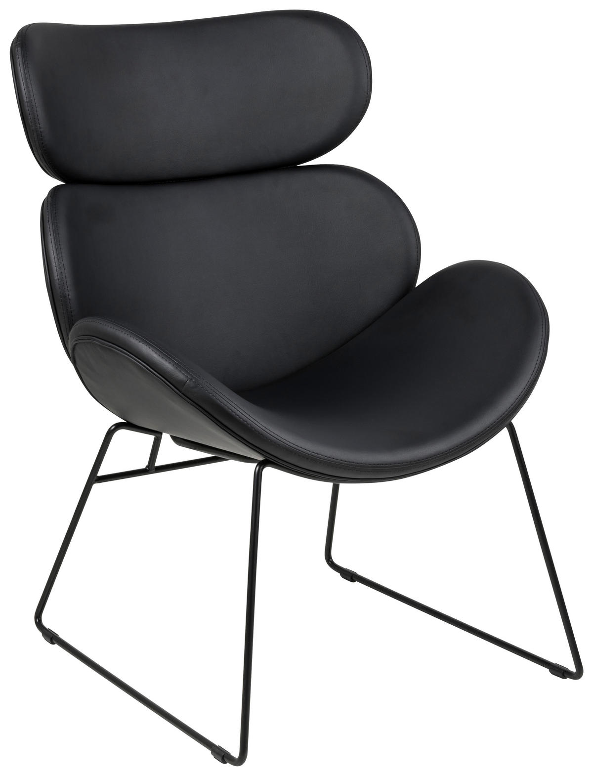 SESSEL Lederlook Schwarz    - Schwarz, Trend, Textil/Metall (69/90,5/78,5cm) - MID.YOU