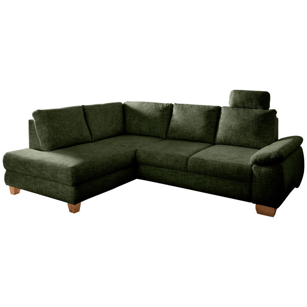 Thumbnail - Livetastic Eckschlafsofa Positano, Dunkelgrün, Textil, Uni, 4-Sitzer, 265x206 cm, Made in EU, Liegefunktion, Rücken echt...
