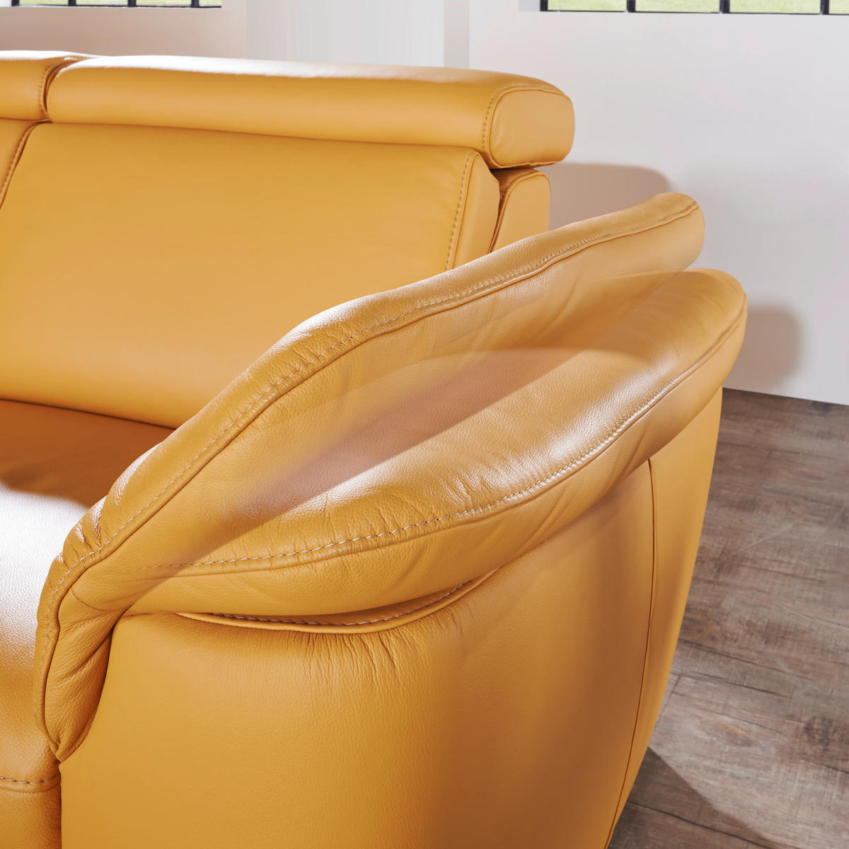 ECKSOFA Gelb Echtleder  - Gelb/Alufarben, Design, Leder/Metall (239/271cm) - Cantus