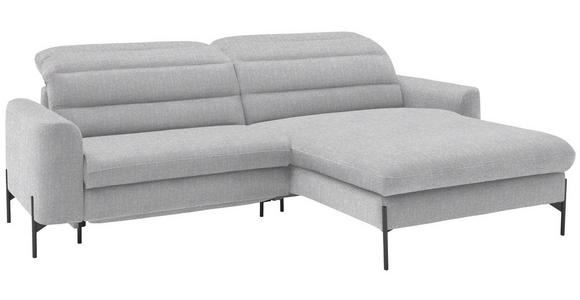 ECKSOFA in Flachgewebe Hellgrau  - Hellgrau/Schwarz, Design, Textil/Metall (252/191cm) - Dieter Knoll