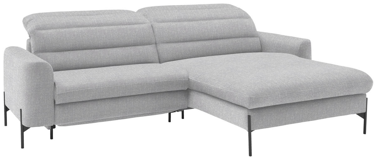 ECKSOFA in Flachgewebe Hellgrau  - Hellgrau/Schwarz, Design, Textil/Metall (252/191cm) - Dieter Knoll