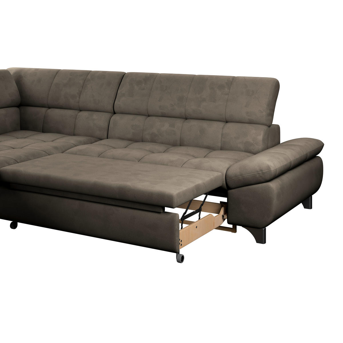 ECKSOFA Taupe Chenille  - Taupe/Chromfarben, KONVENTIONELL, Textil/Metall (234/312cm) - Livetastic