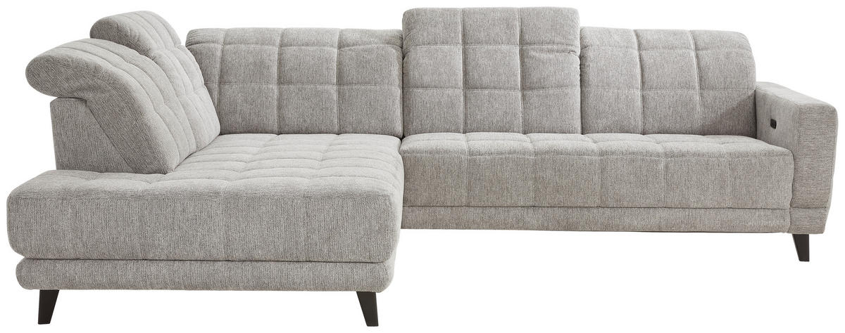 ECKSOFA in Webstoff Grau  216/302 cm  - Schwarz/Grau, Design, Holz/Textil (216/302cm) - Xora