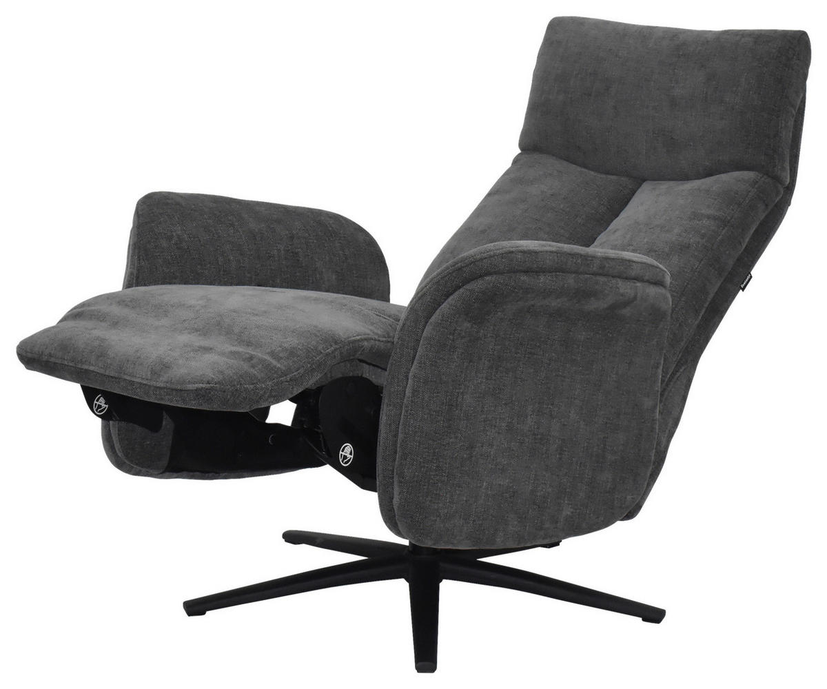 RELAXSESSEL Webstoff    - Graubraun/Schwarz, Design, Holz/Textil (75/109/84/148/84cm) - Livetastic
