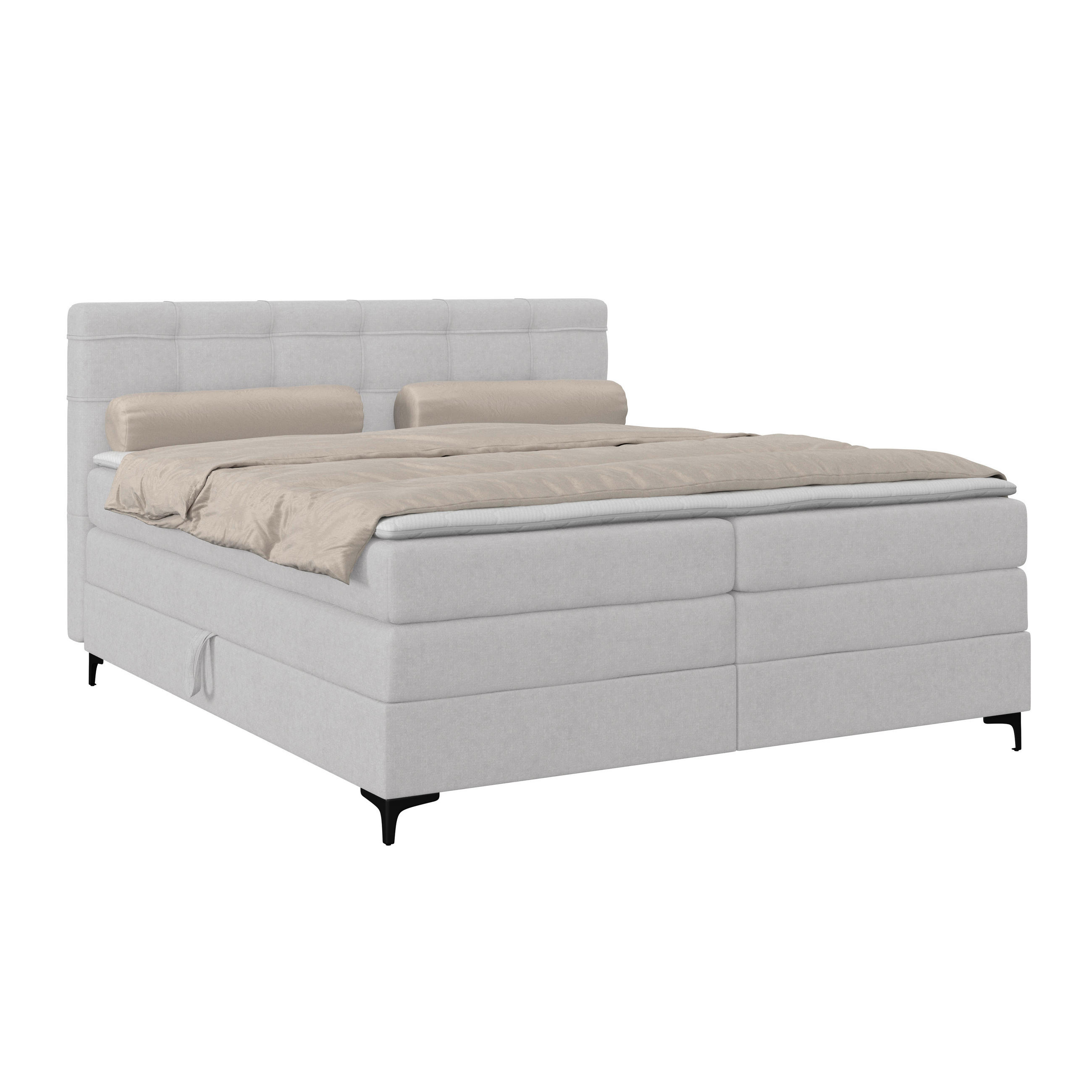 BOXSPRINGBETT 200/200 cm,  in Silberfarben, H3 = fest  - Silberfarben/Schwarz, KONVENTIONELL, Kunststoff/Textil (200/200cm)