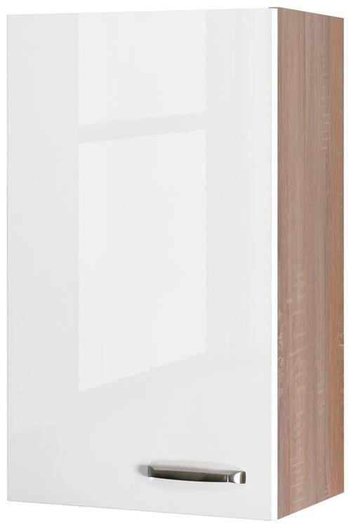 KÜCHENOBERSCHRANK 50/89/32 cm  in Sonoma Eiche, Weiß Hochglanz  - Edelstahlfarben/Weiß Hochglanz, MODERN, Holzwerkstoff/Metall (50/89/32cm) - FlexWell