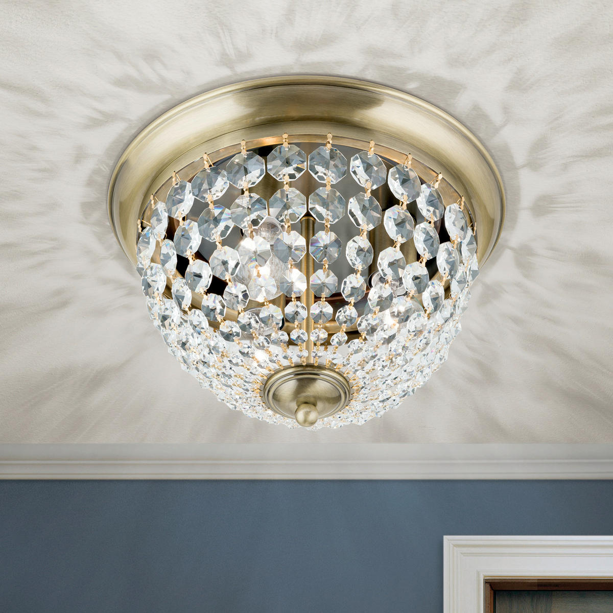 KRISTALL-DECKENLEUCHTE Plafond 35/24 cm   - Goldfarben, LIFESTYLE, Glas/Metall (35/24cm)